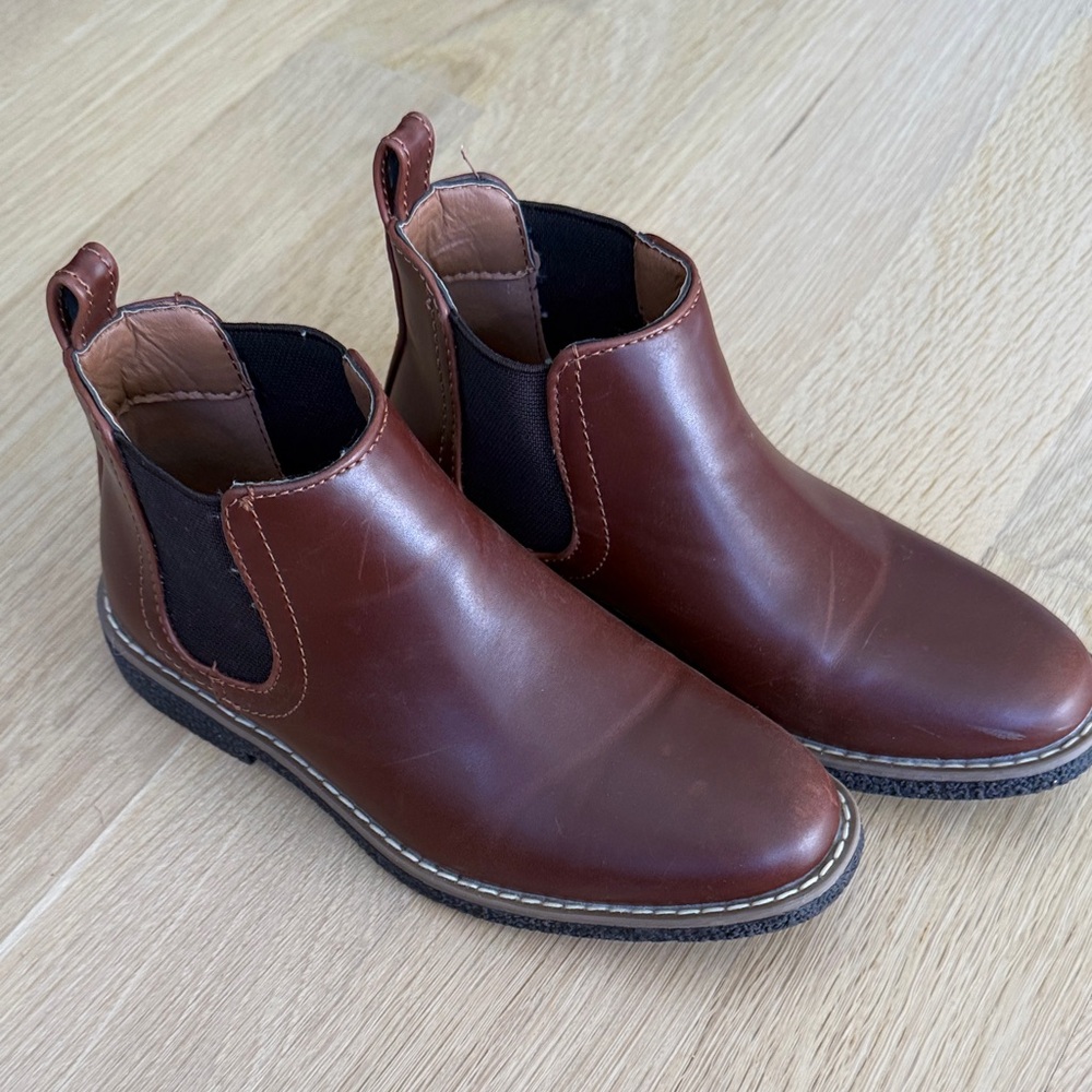 Deer Stags Kids Brown Chelsea Boot with Black Elastic Panels